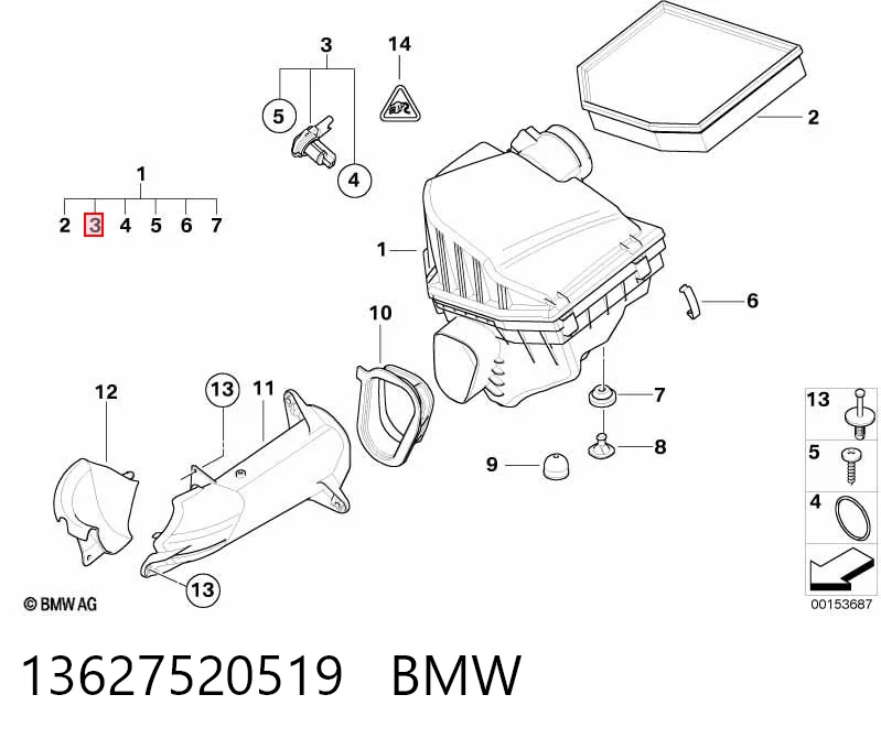 13627520519 BMW Czujnik przepływu powietrza, przepływomierz powietrza M.A.F.
