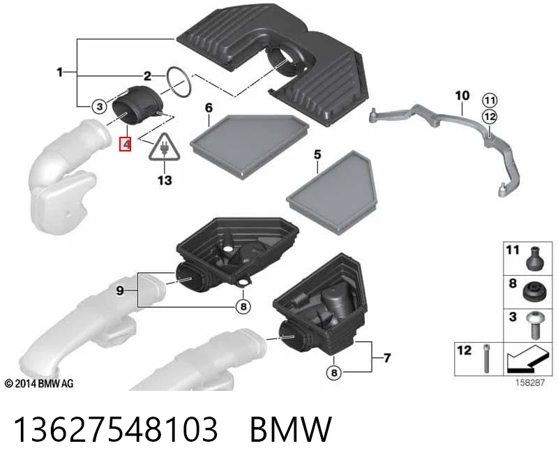 13627548103 BMW Czujnik przepływu powietrza, przepływomierz powietrza M.A.F.