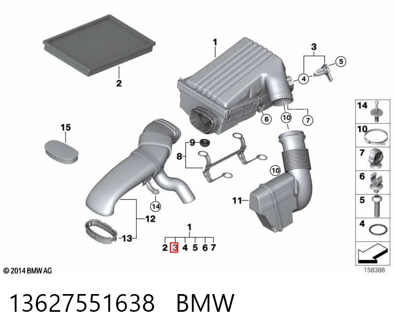 13627551638 BMW Czujnik przepływu powietrza, przepływomierz powietrza M.A.F.