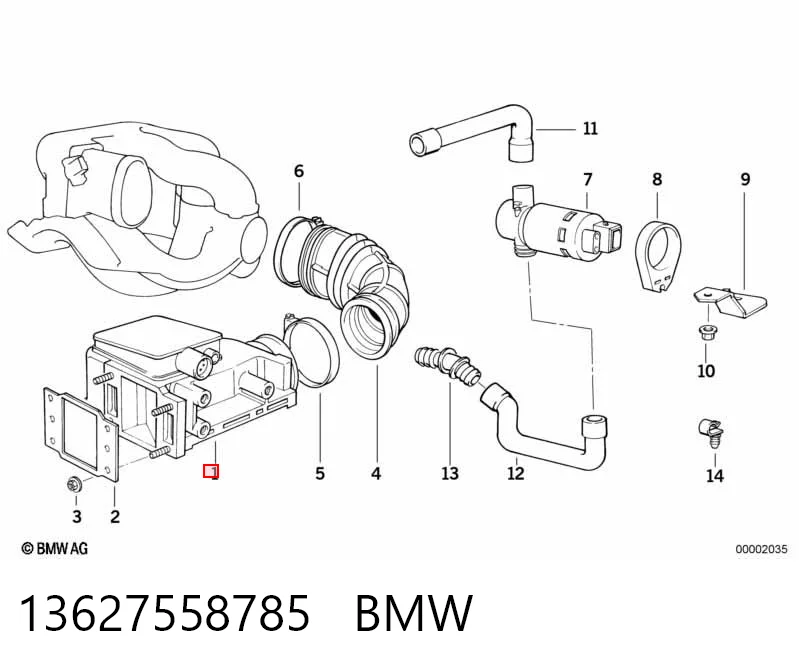 13627558785 BMW Czujnik przepływu powietrza, przepływomierz powietrza M.A.F.