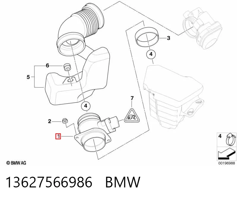 13627566986 BMW Czujnik przepływu powietrza, przepływomierz powietrza M.A.F.