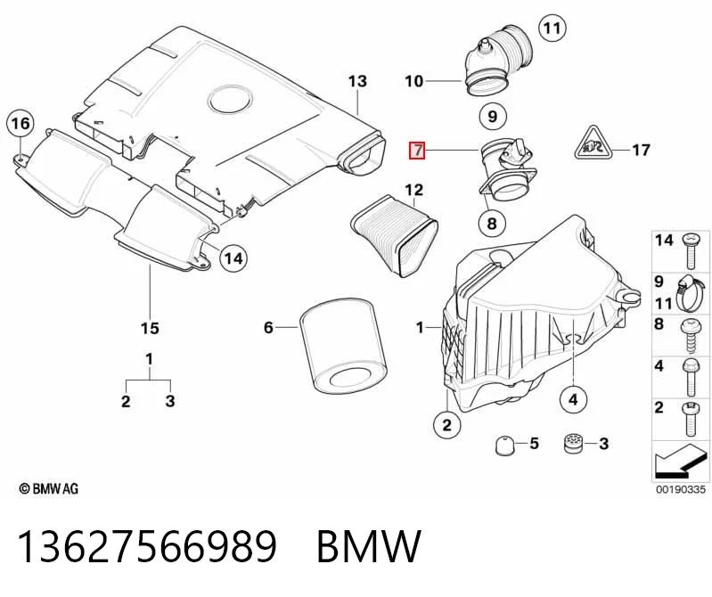 13627566989 BMW Czujnik przepływu powietrza, przepływomierz powietrza M.A.F.