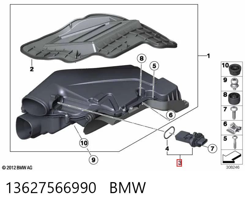 13627566990 BMW Czujnik przepływu powietrza, przepływomierz powietrza M.A.F.