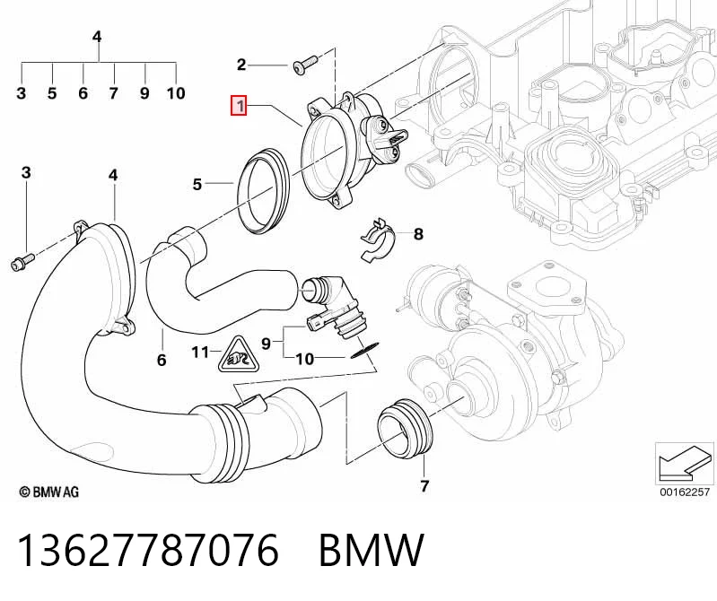 13627787076 BMW Czujnik przepływu powietrza, przepływomierz powietrza M.A.F.