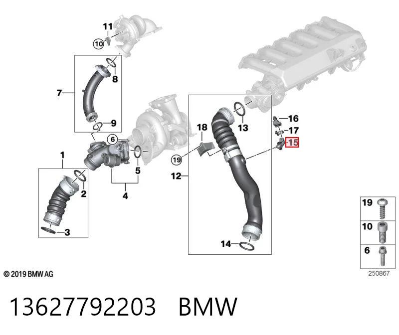 13627792203 BMW Czujnik temperatury powietrza wlotowego