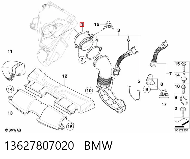 13627807020 BMW Czujnik przepływu powietrza, przepływomierz powietrza M.A.F.