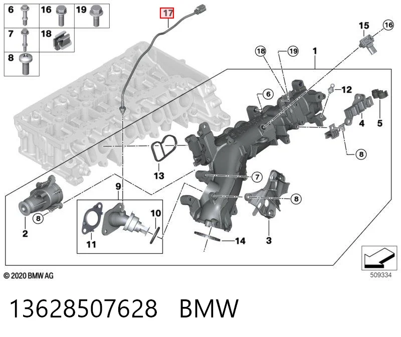 13628507628 BMW Czujnik temperatury spalin, przed katalizatorem