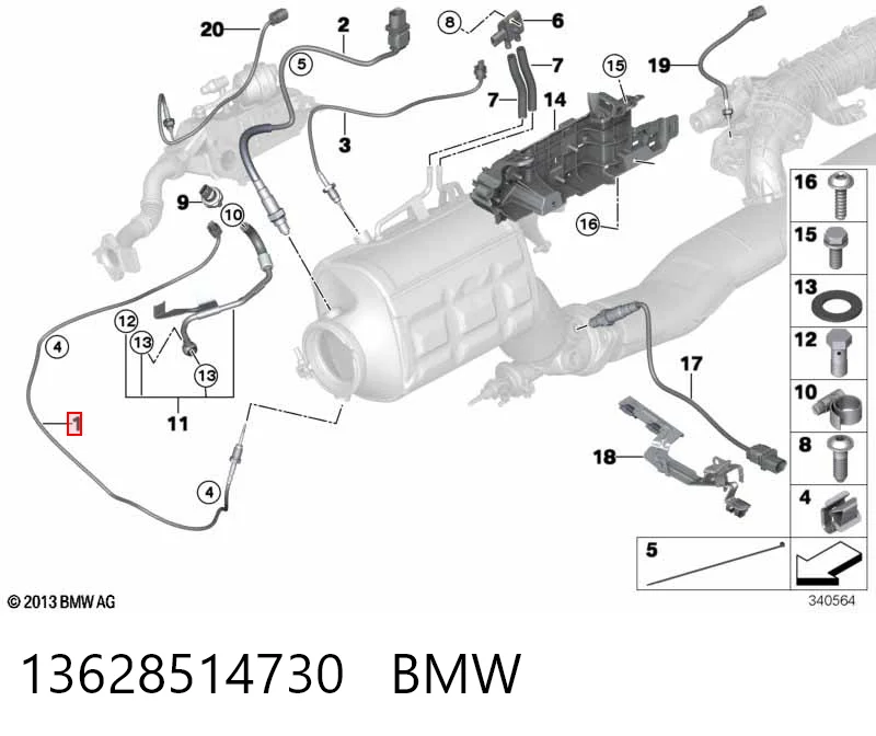 13628514730 BMW Czujnik temperatury spalin, przed katalizatorem
