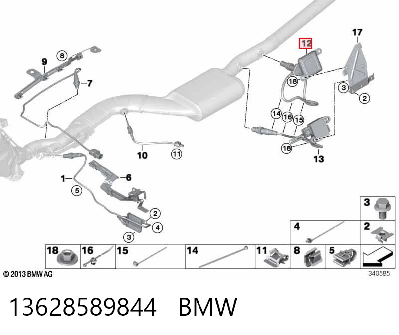 13628589844 BMW Czujnik tlenków azotu NOX tylny