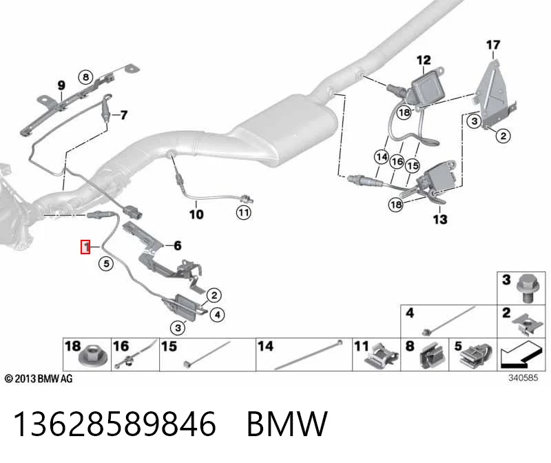 13628589846 BMW Czujnik tlenków azotu NOX przedni