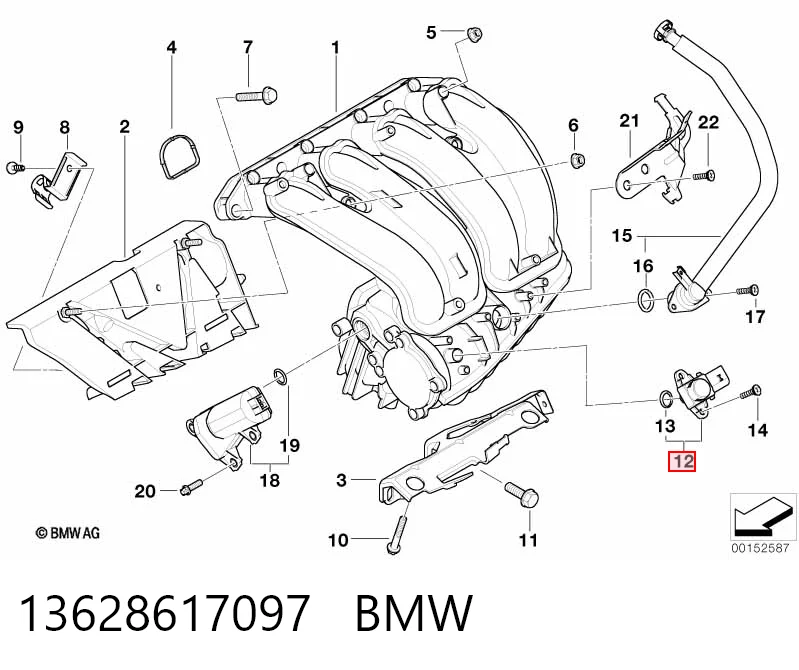 13628617097 BMW Czujnik ciśnienia w kolektorze ssącym, MAP