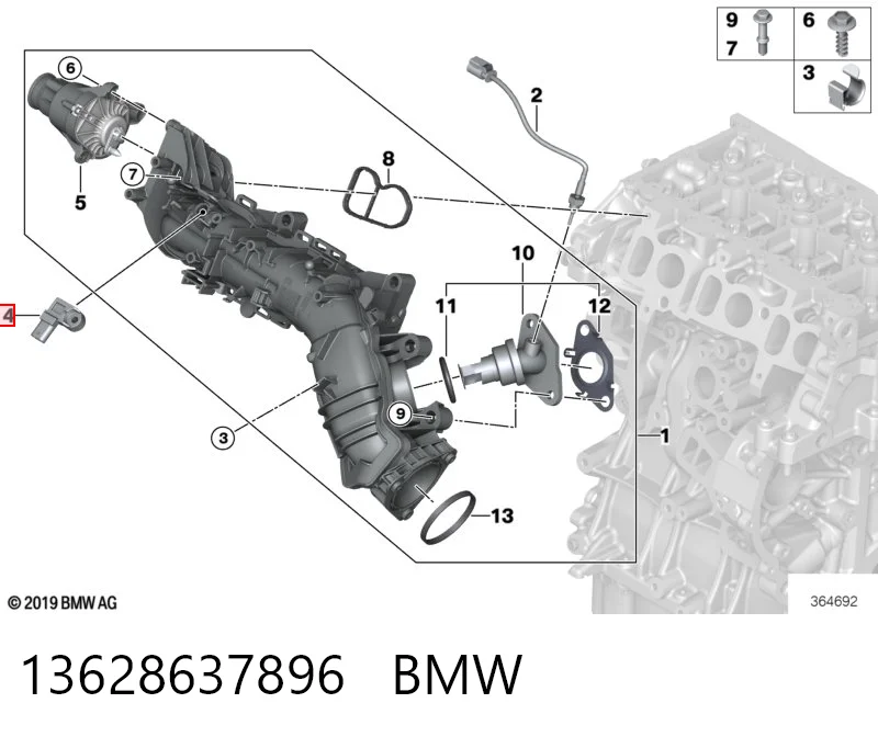 13628637896 BMW Czujnik ciśnienia doładowania (powietrza w turbinę)