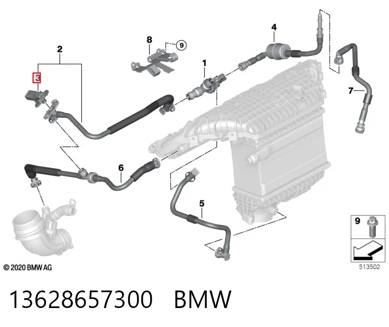 13628657300 BMW Czujnik ciśnienia w kolektorze ssącym, MAP