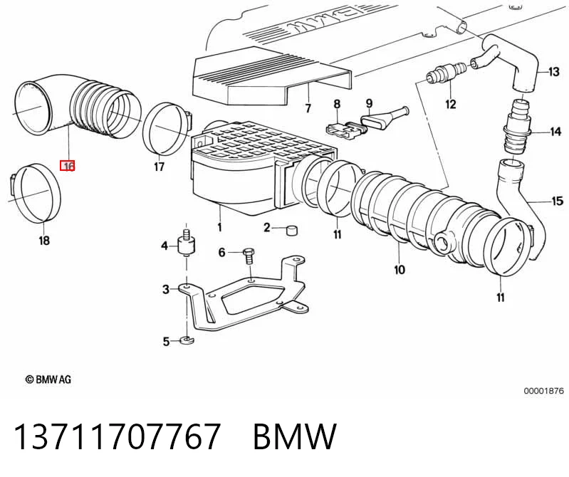 13711707767 BMW Króciec powietrza, przepływomierz