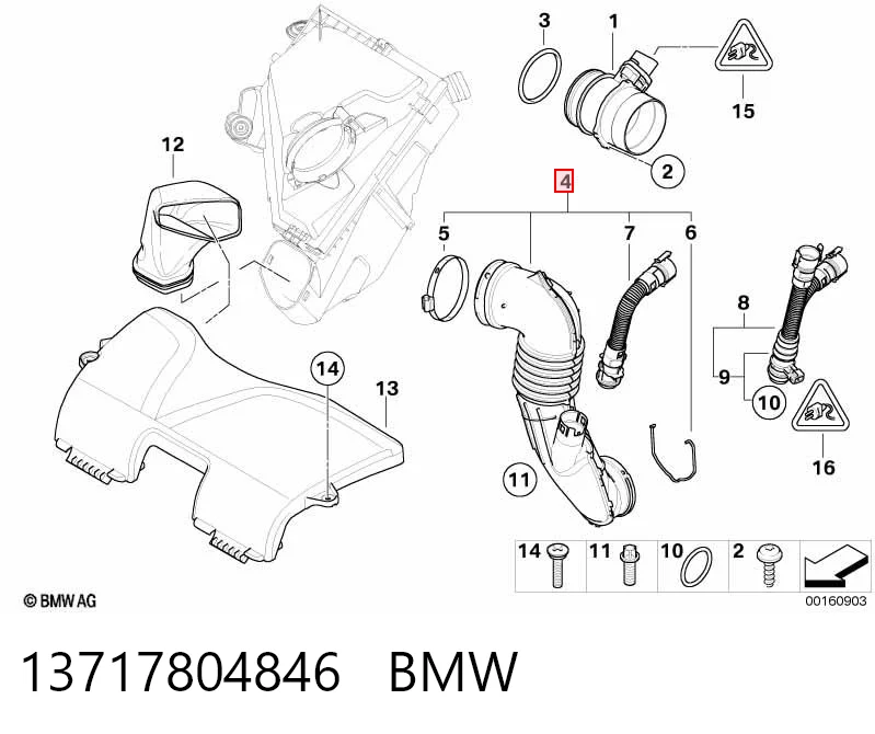 13717804846 BMW Króciec powietrza, przepływomierz