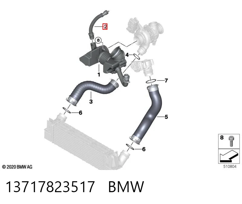 13717823517 BMW Króciec wentylacji kadłuba (separatora oleju)