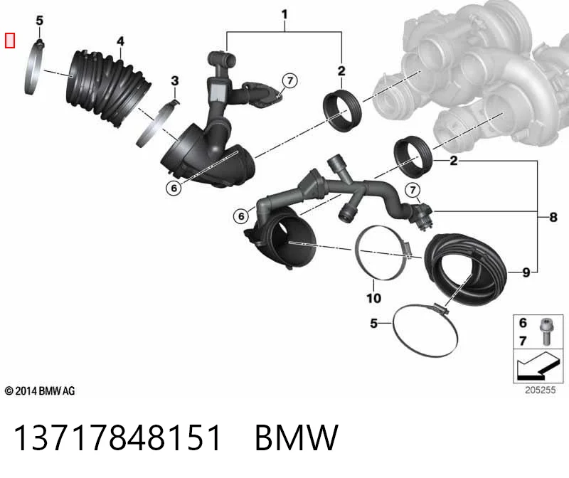 13717848151 BMW Króciec powietrza, wylot z turbiny (doładowanie)