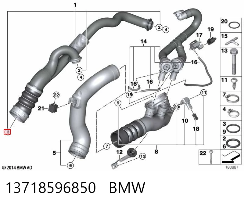 13718596850 BMW Uszczelka (podkładka) rurki intercoolera