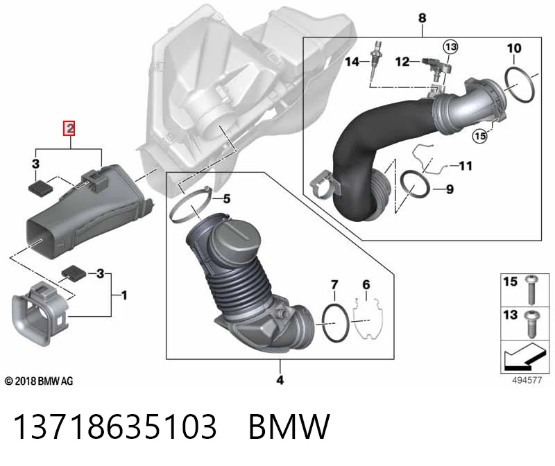 13718635103 BMW Króciec powietrza, wlot filtra powietrznego