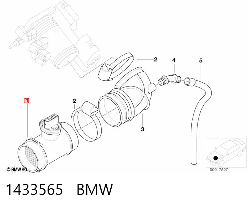 1433565 BMW Czujnik przepływu powietrza, przepływomierz powietrza M.A.F.