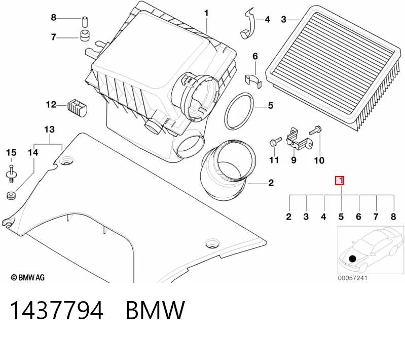 Do koszyka Obudowa filtra powietrza BMW X5  E53