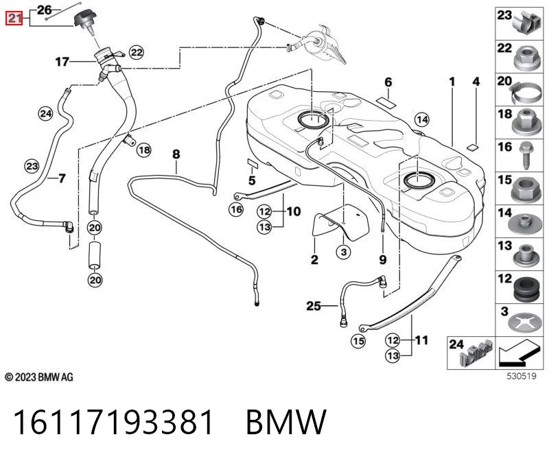 16117193381 BMW Korek wlewu paliwa