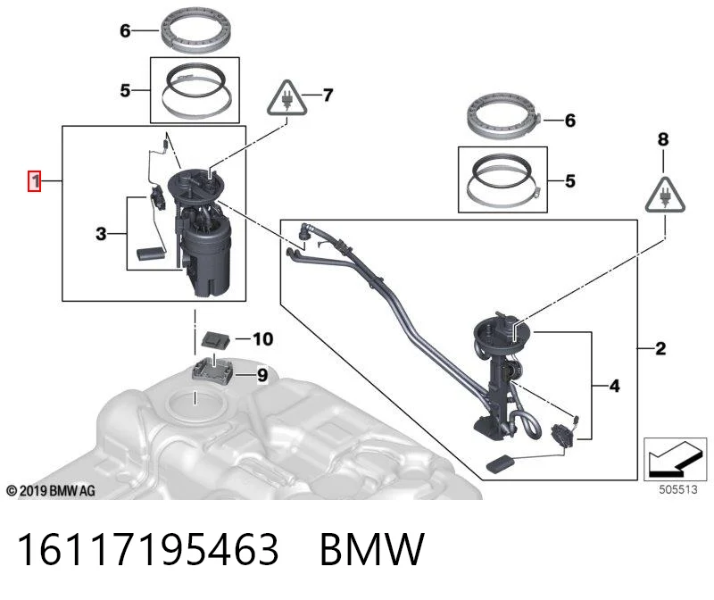 16117195463 BMW Moduł pompy paliwowej z czujnikiem poziomu paliwa