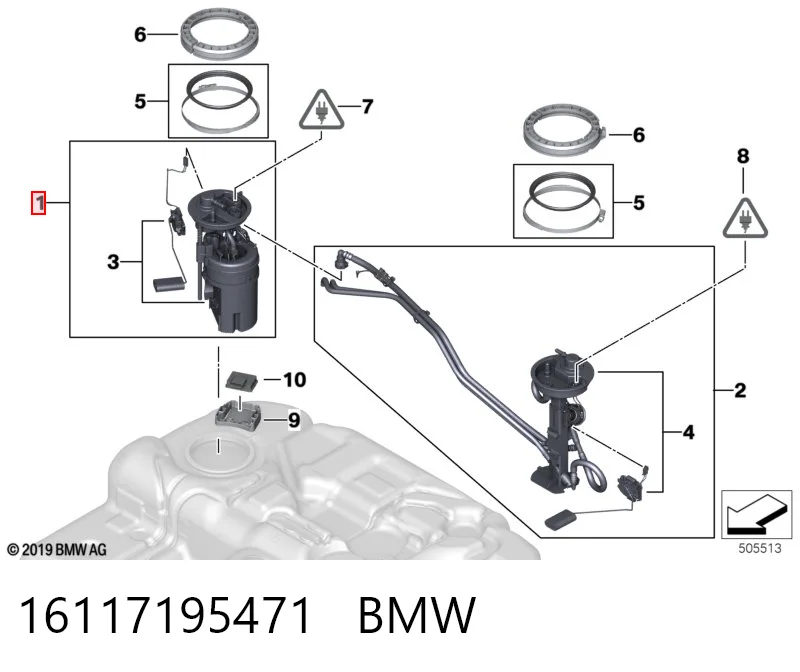 16117195471 BMW Moduł pompy paliwowej z czujnikiem poziomu paliwa