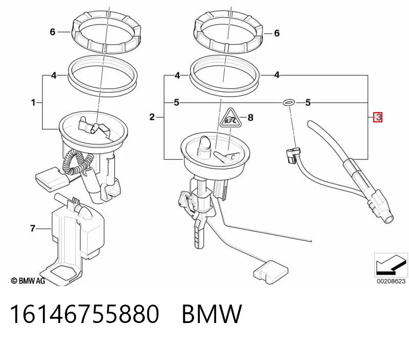 Czujnik poziomu paliwa w zbiorniku BMW 16146755880 cena, od 124,29 USD