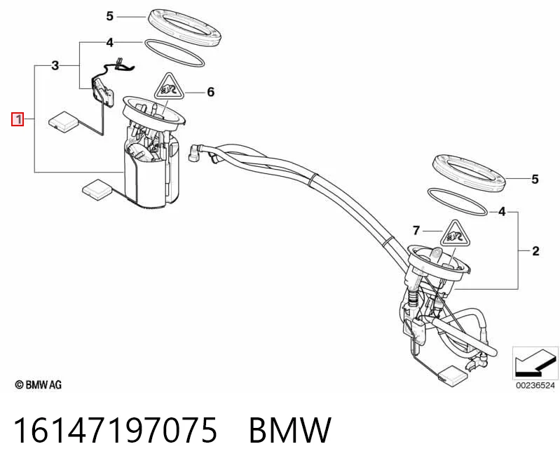 16147197075 BMW Moduł pompy paliwowej z czujnikiem poziomu paliwa