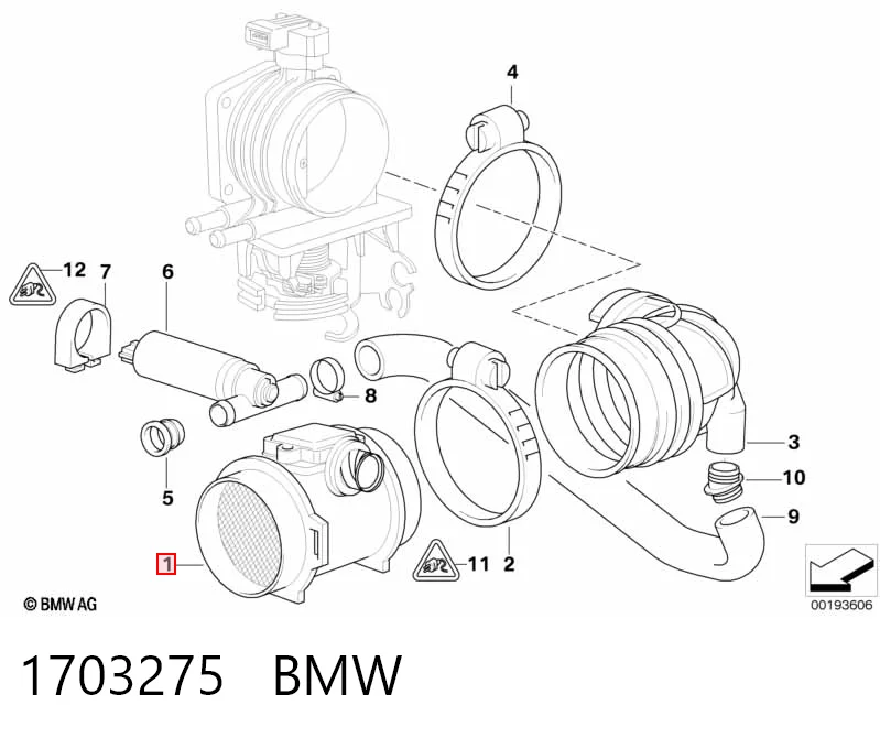 1703275 BMW Czujnik przepływu powietrza, przepływomierz powietrza M.A.F.