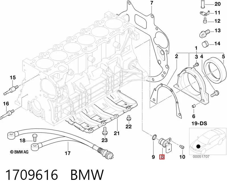1709616 BMW Czujnik położenia wału korbowego