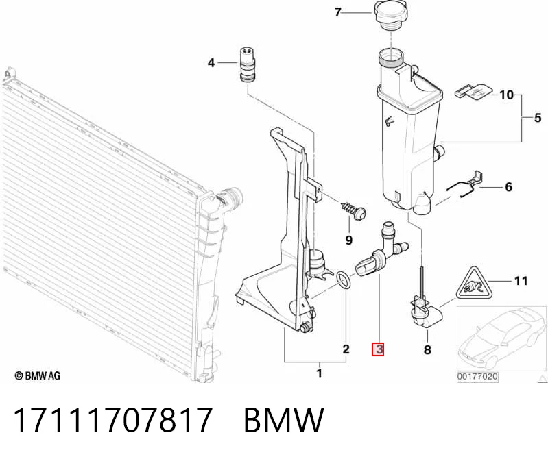 17111707817 BMW Kołnierz układu chłodzenia (trójnik)