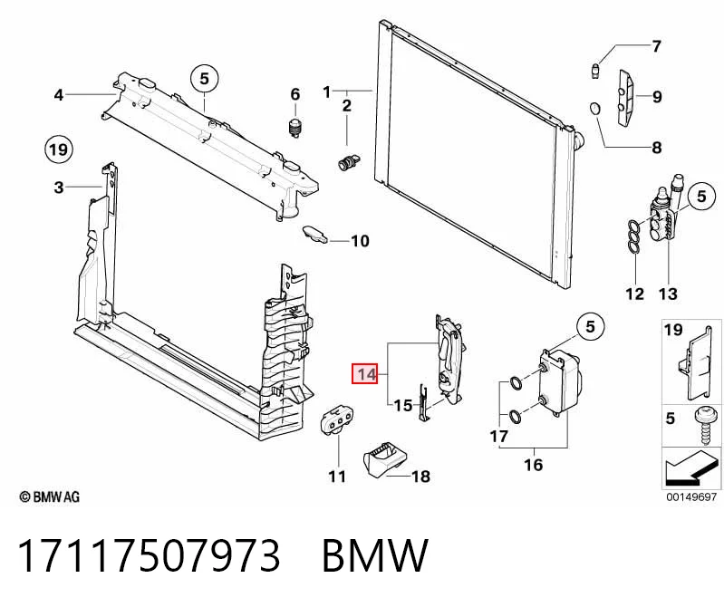 17117507973 BMW Wspornik chłodnicy lewy