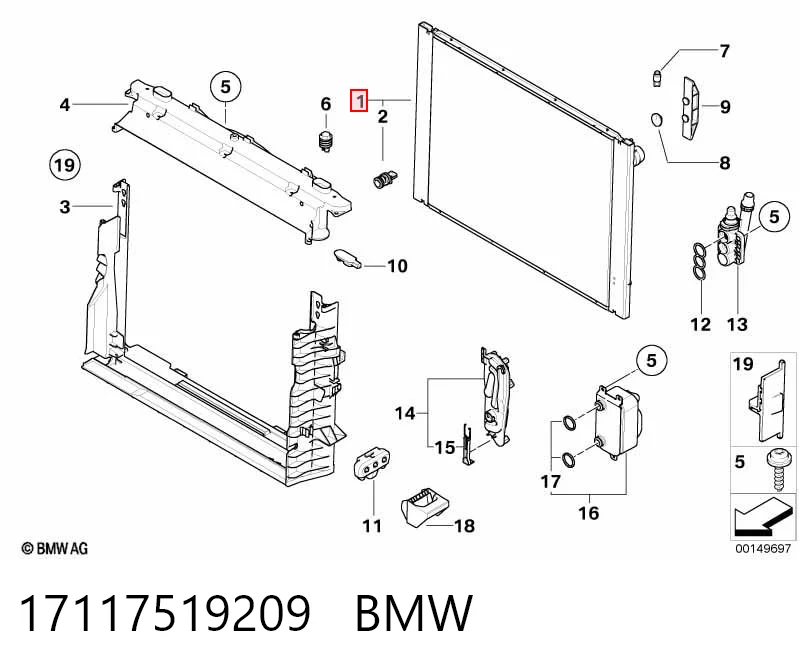 17117519209 BMW Chłodnica silnika