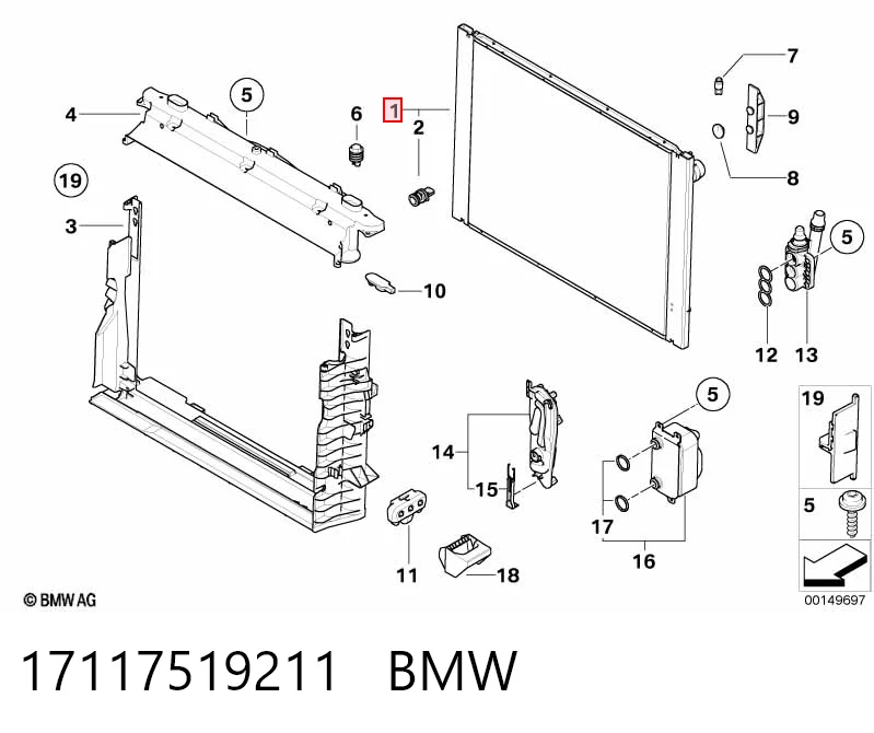 17117519211 BMW Chłodnica silnika