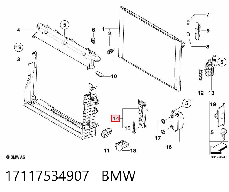 17117534907 BMW Wspornik chłodnicy lewy