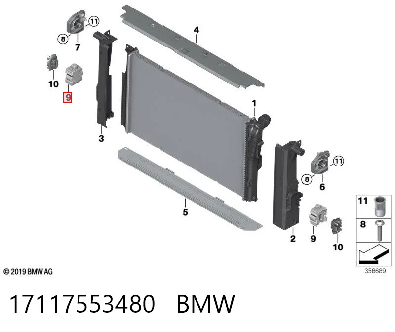 17117553480 BMW Wspornik chłodnicy górny