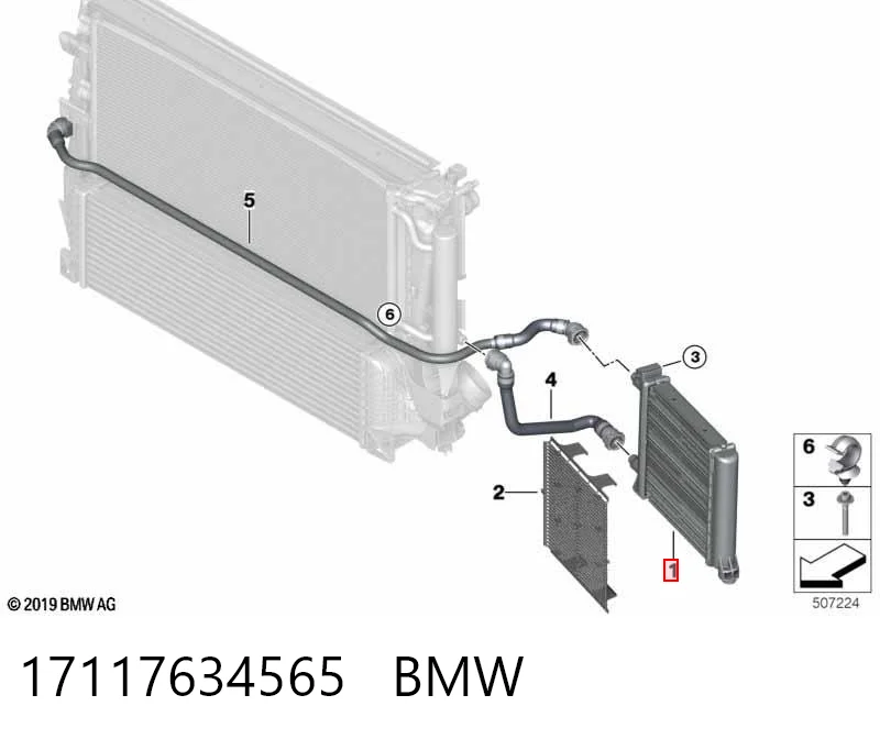 17117634565 BMW Chłodnica silnika dodatkowa