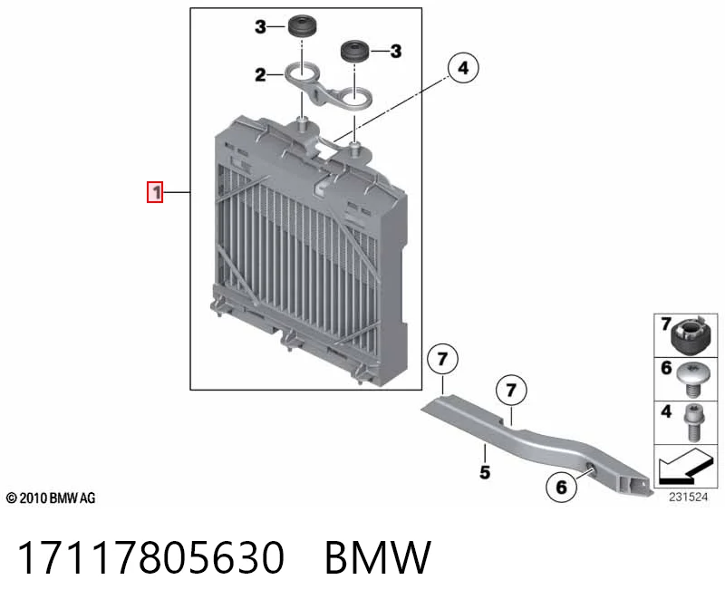 17117805630 BMW Chłodnica silnika lewa