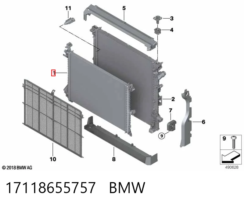 17118655757 BMW Chłodnica silnika dodatkowa