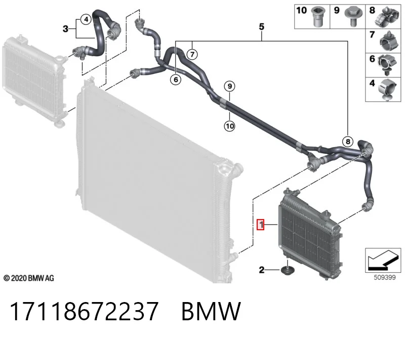 17118672237 BMW Chłodnica silnika lewa