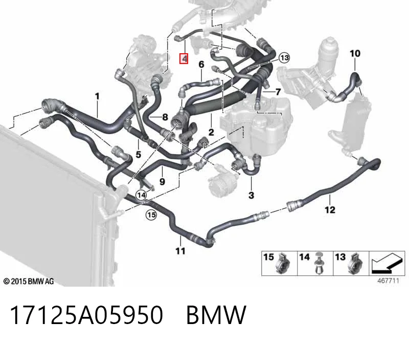 17125A05950 BMW Przewód (króciec) układu chłodzenia