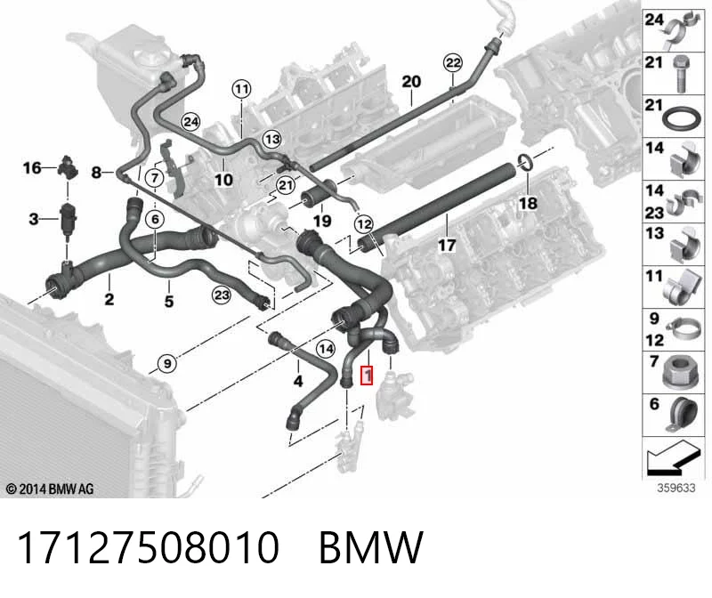 17127508010 BMW Przewód (króciec) chłodnicy górny
