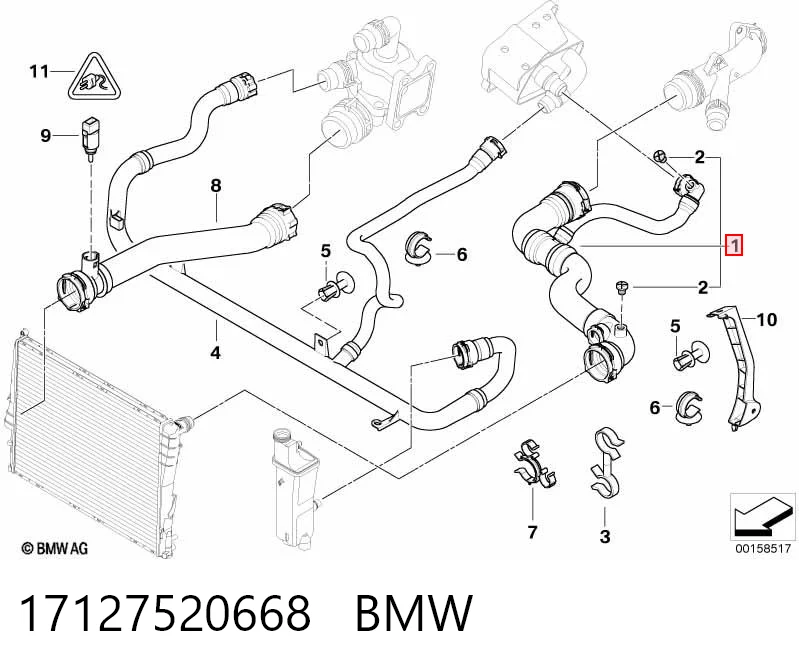 17127520668 BMW Przewód (króciec) chłodnicy górny