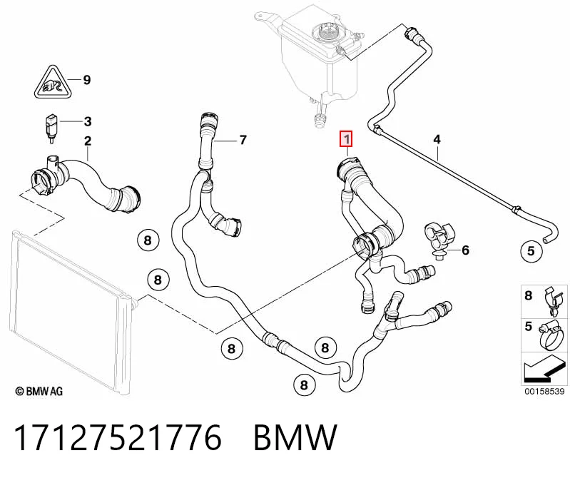 17127521776 BMW Przewód (króciec) chłodnicy górny