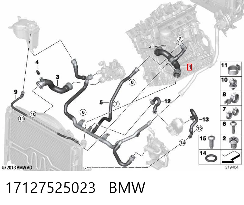 17127525023 BMW Przewód (króciec) chłodnicy górny