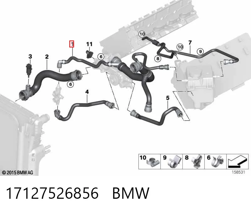 17127526856 BMW Przewód (króciec) chłodnicy górny