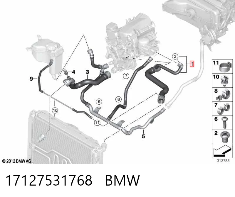 17127531768 BMW Przewód (króciec) chłodnicy górny