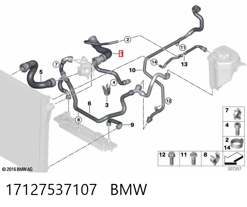 17127537107 BMW Przewód (króciec) chłodnicy górny